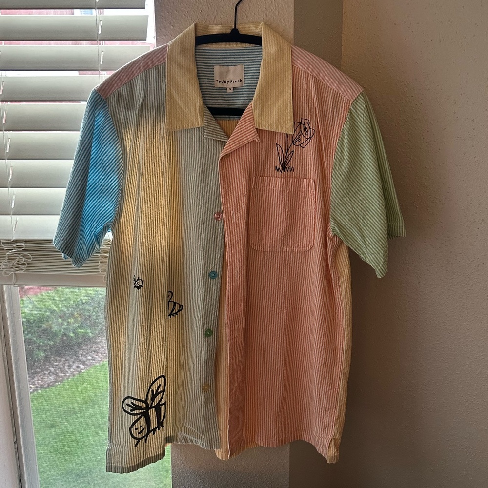 PINSTRIPE CAMP SHIRT Teddy Fresh Size S